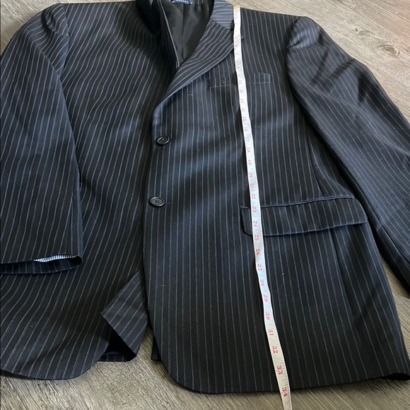 Tommy Hilfiger black and blue Pinstripe 100% Wool Blazer Two Button Lined 42L - Picture 4 of 9
